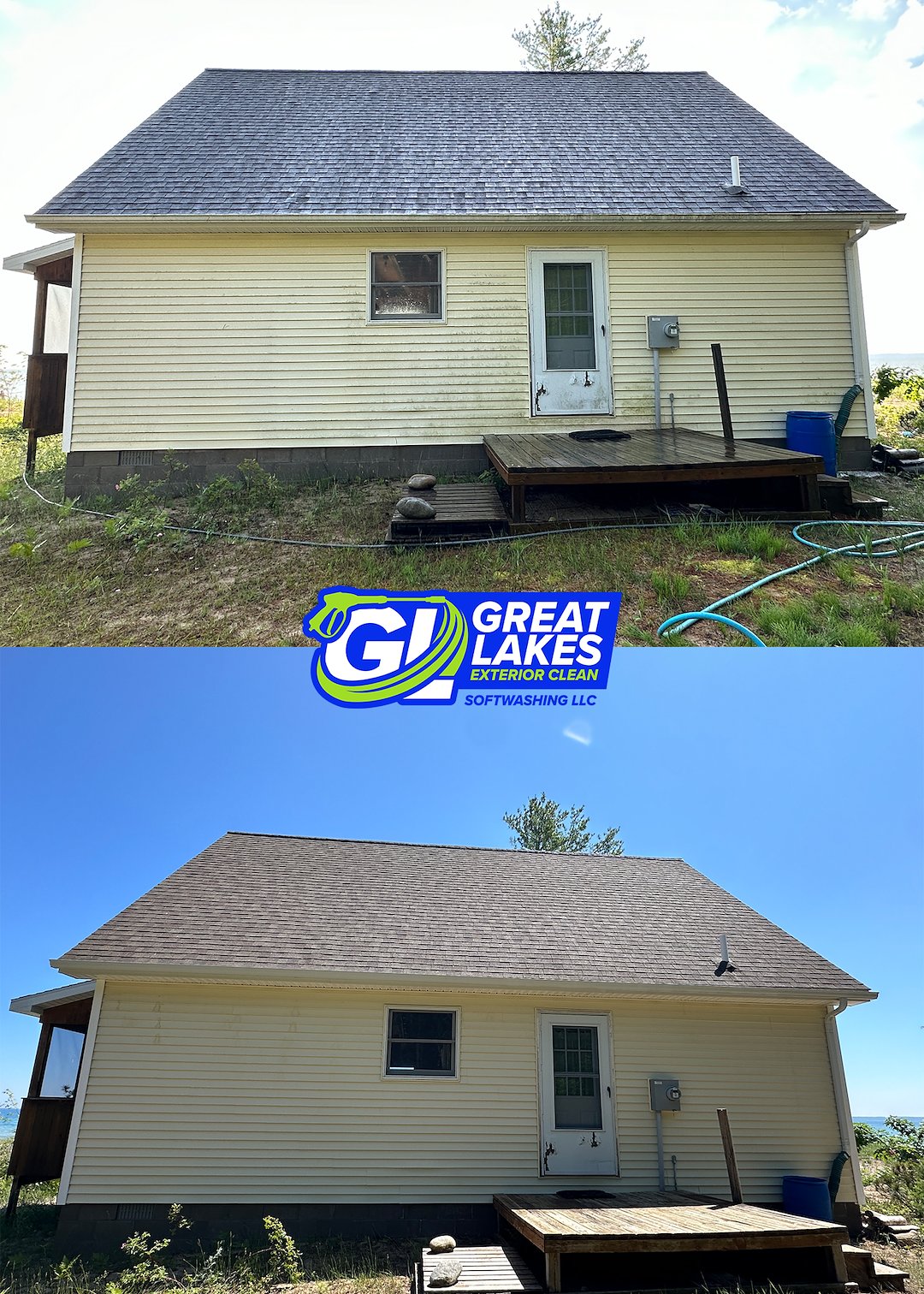 Roof Soft-Wash Algae Removal, Vinyl Siding Soft Wash, Deck Wash & Gutter Cleaning in Cheboygan County, MI | Great Lakes Exterior Clean